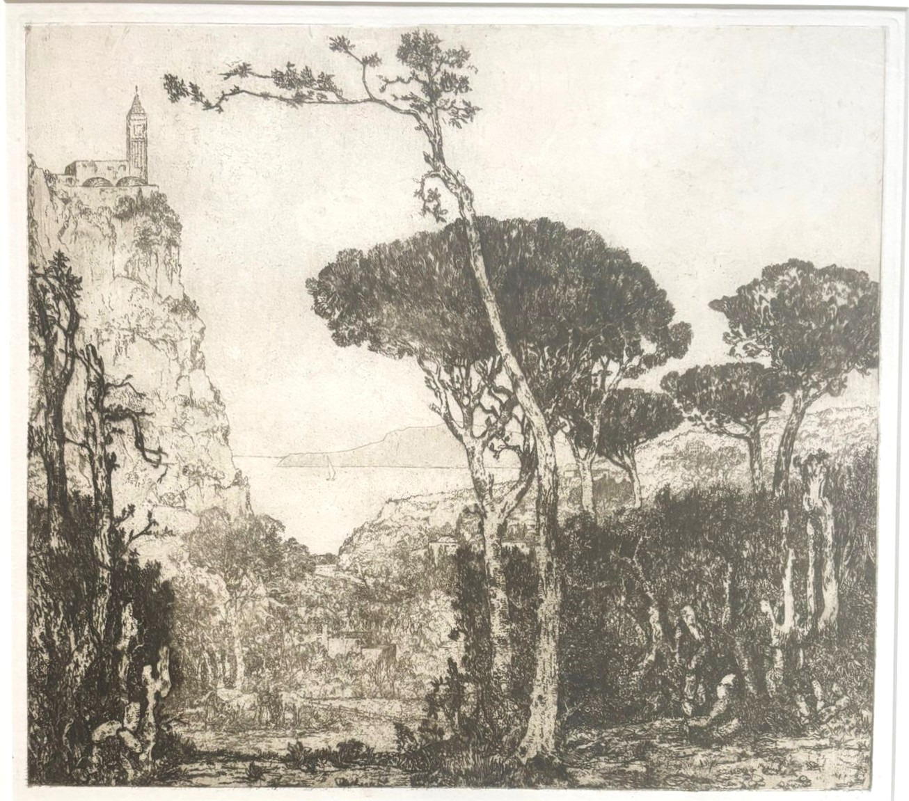 Grafiek Gezicht op de golf van Salerno