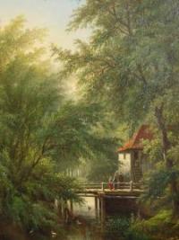 [Bosgezicht met watermolen]