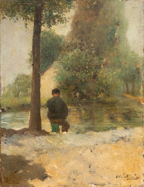 [Visser aan de oever van de rivier]