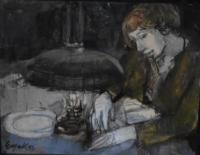 [Lezende vrouw aan tafel (1953)]