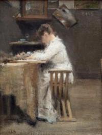 [Lezende vrouw aan tafel]