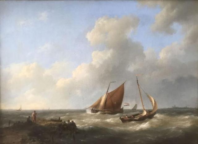 Zeilschepen voor de kust (1839)