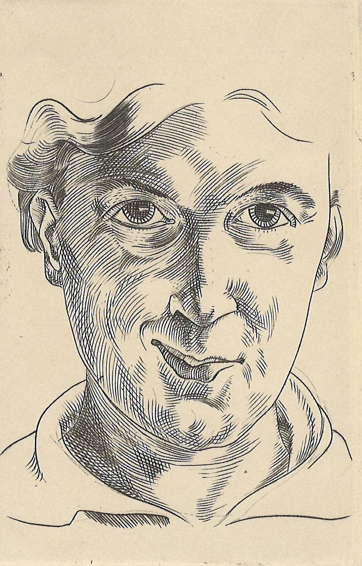 Grafiek Lachende vrouwekop (Zelfportret)