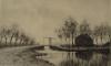 [Landschap met boerderij aan sloot]